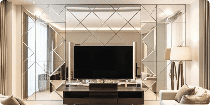 آینه دکوراتیو چیست همه چیز درباره آینه دکوراتیو پشت تلویزیون